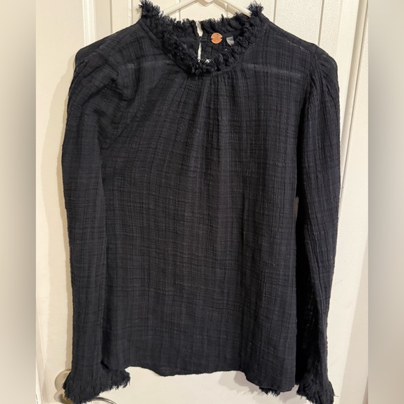 Free People Tops - Free People Textured Black Blouse